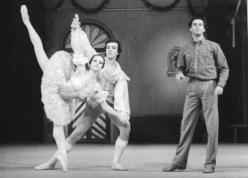 L. Ovsová, Z. Kárný, J. Kyselák - zkouška baletu Coppélia. Foto archiv LO.